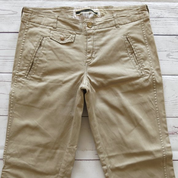 Daughters of Liberation Anthropologie Cotton Blend Straight Leg Khaki Pants Sz 8 - Picture 3 of 6